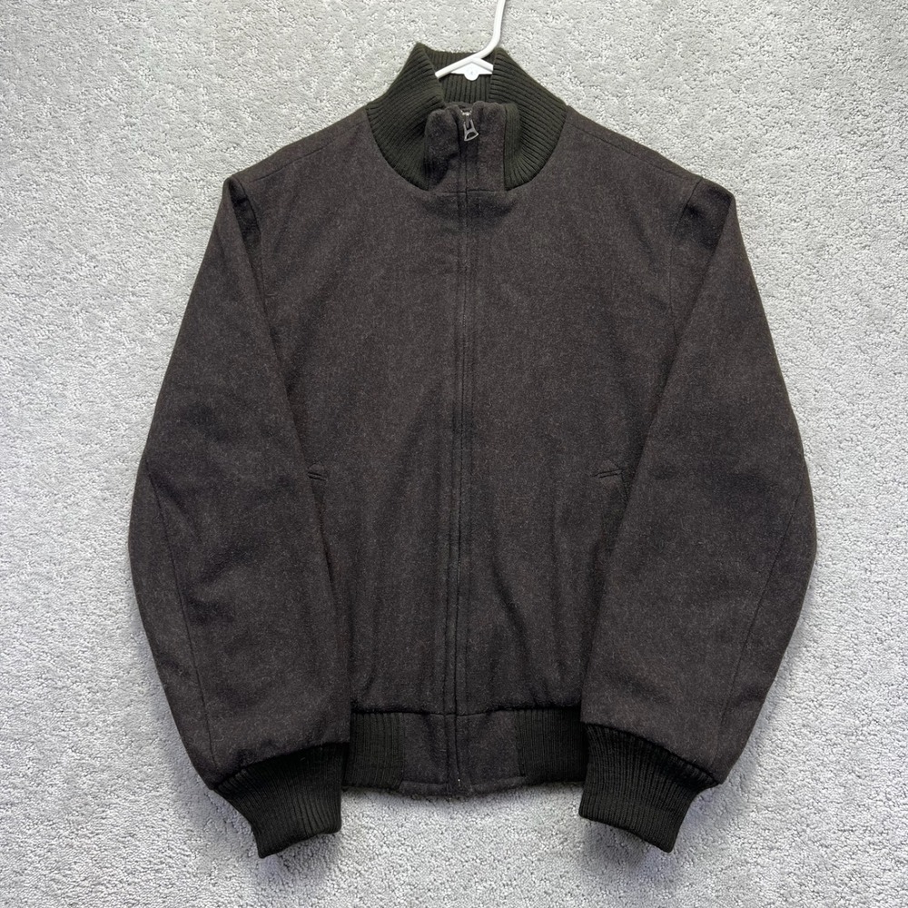 Gap Bomber Jacket Mens Medium Brown Wool Blend Full Zip Plaid Lined Conmar Zip